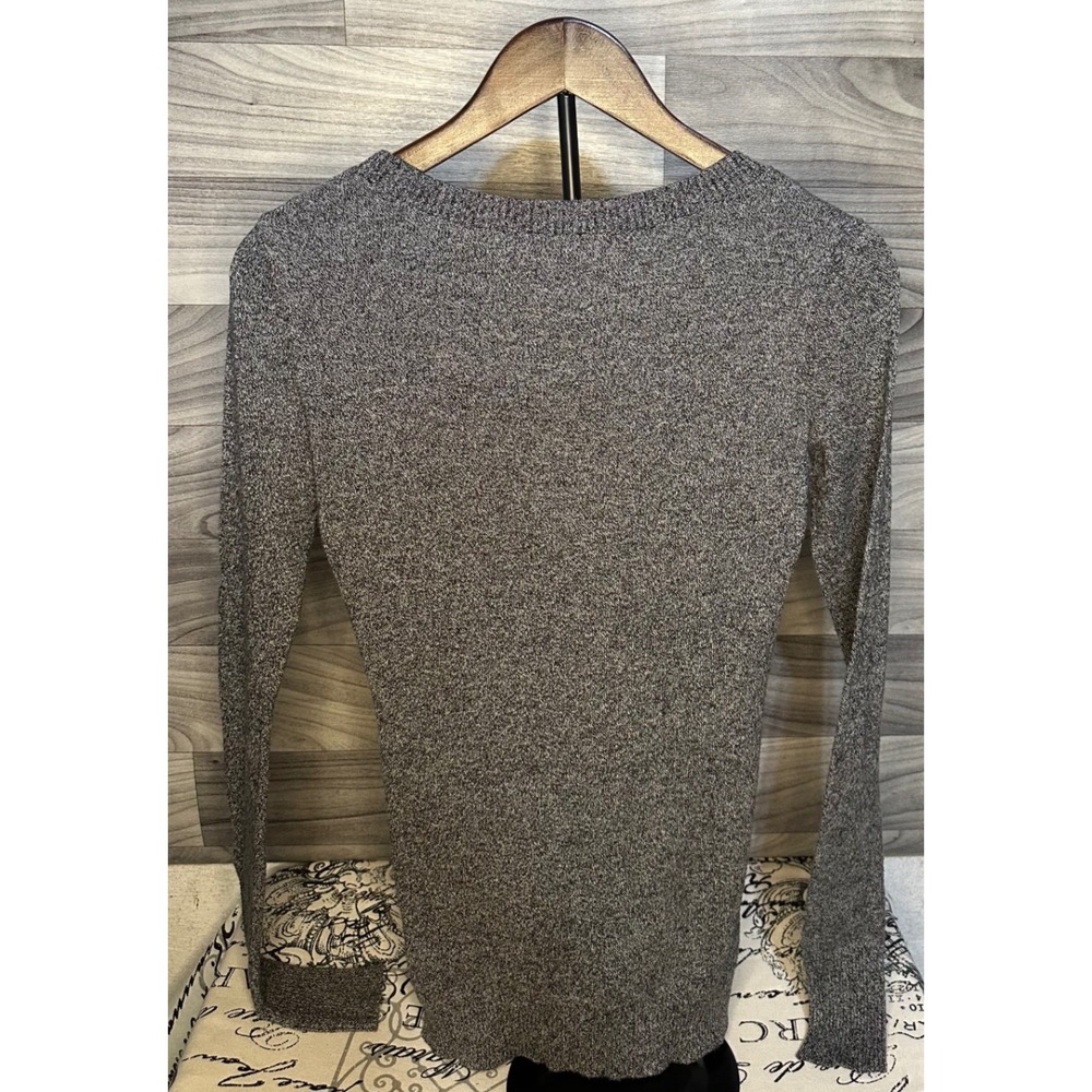 Express Womens Marled Grey Crew Neck Pullover Sweater Size M Cotton Blend - Picture 2 of 4